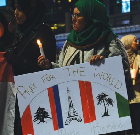 A candlelit vigil grieving for those lost in in terror attacks in Beirut, Paris and Baghdad. PHOTO: SIERRA BEIN