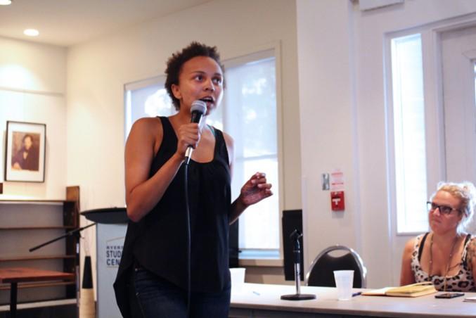 Ellie Ade Kur, a University of Toronto student, speaks at Ryerson about sexual violence. PHOTO: SARAH KRICHEL