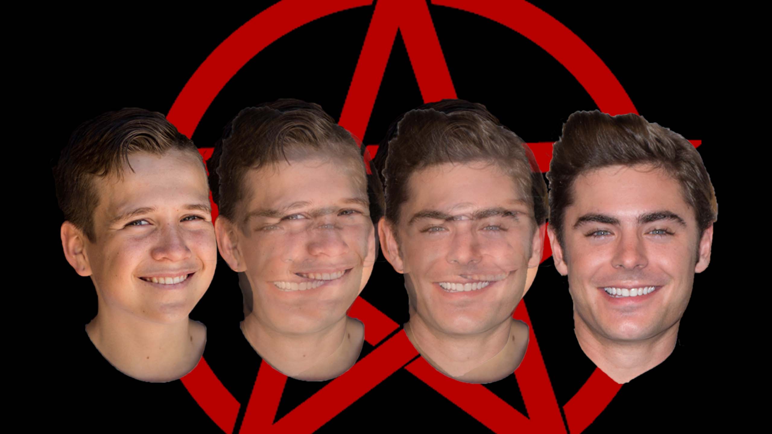 man's face transforming into Zac Efron with a