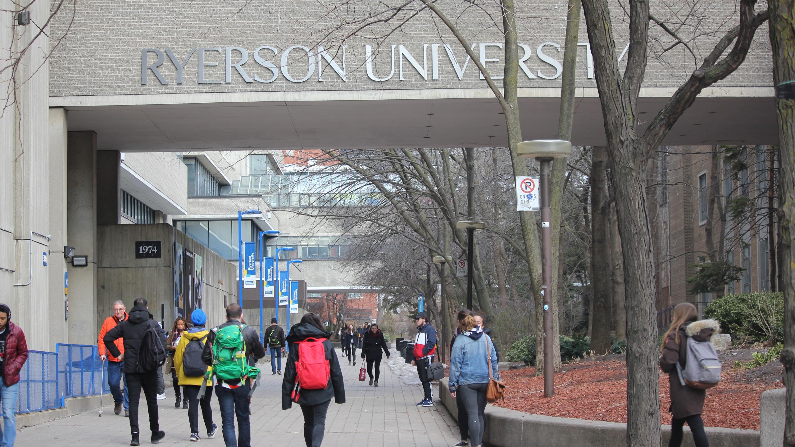 Image of students outside a campus building