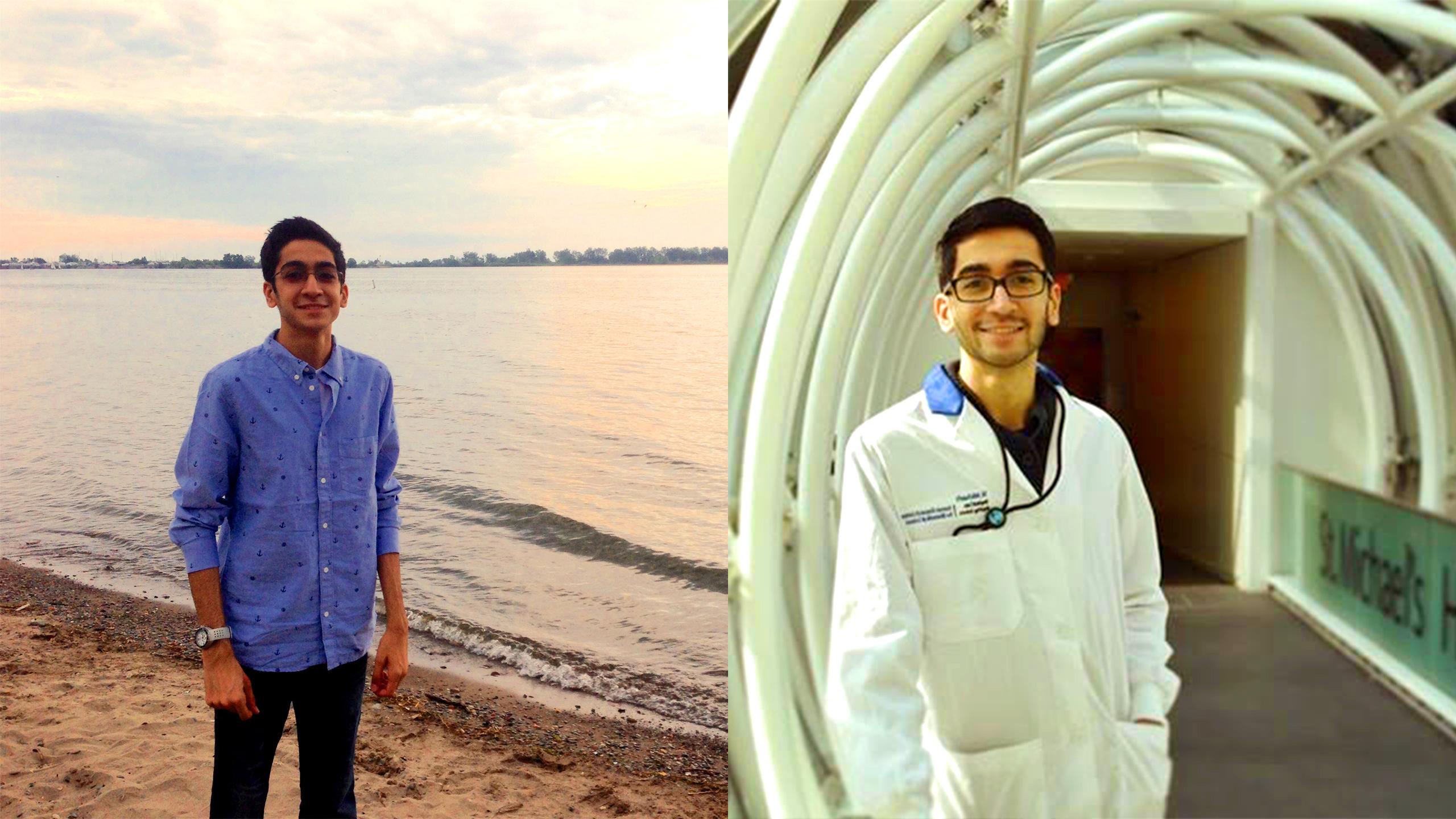 Before and after photo of Michel. The photo on the left is the before photo and the photo on the right is the after photo