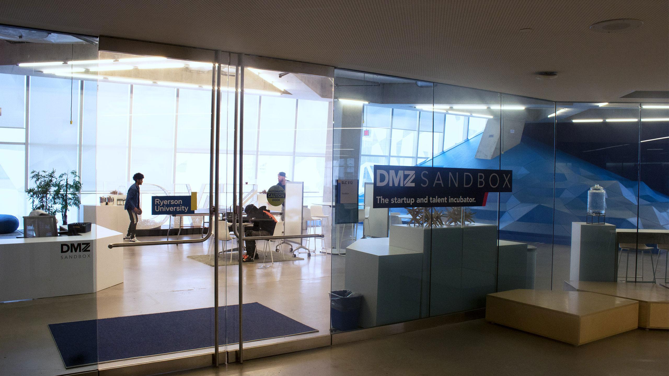 A photo of the outside of the Digital Media Zone in the SLC