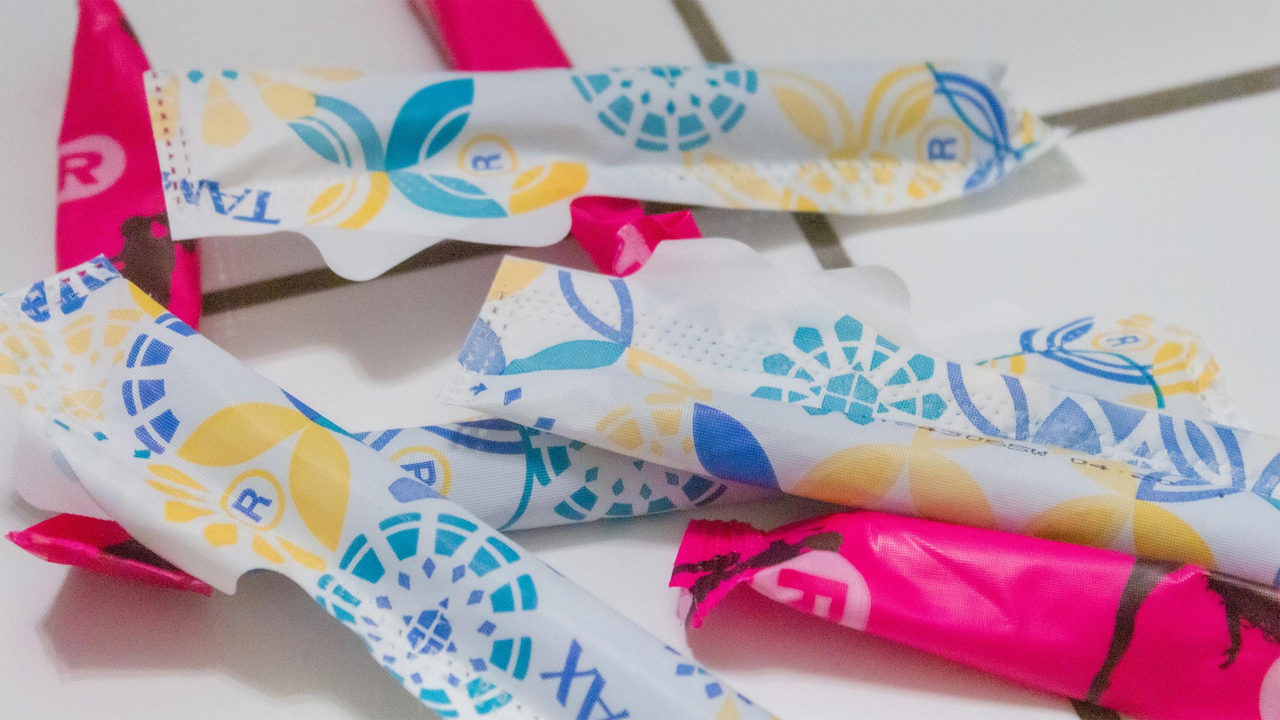 An assortment of tampons and pads.