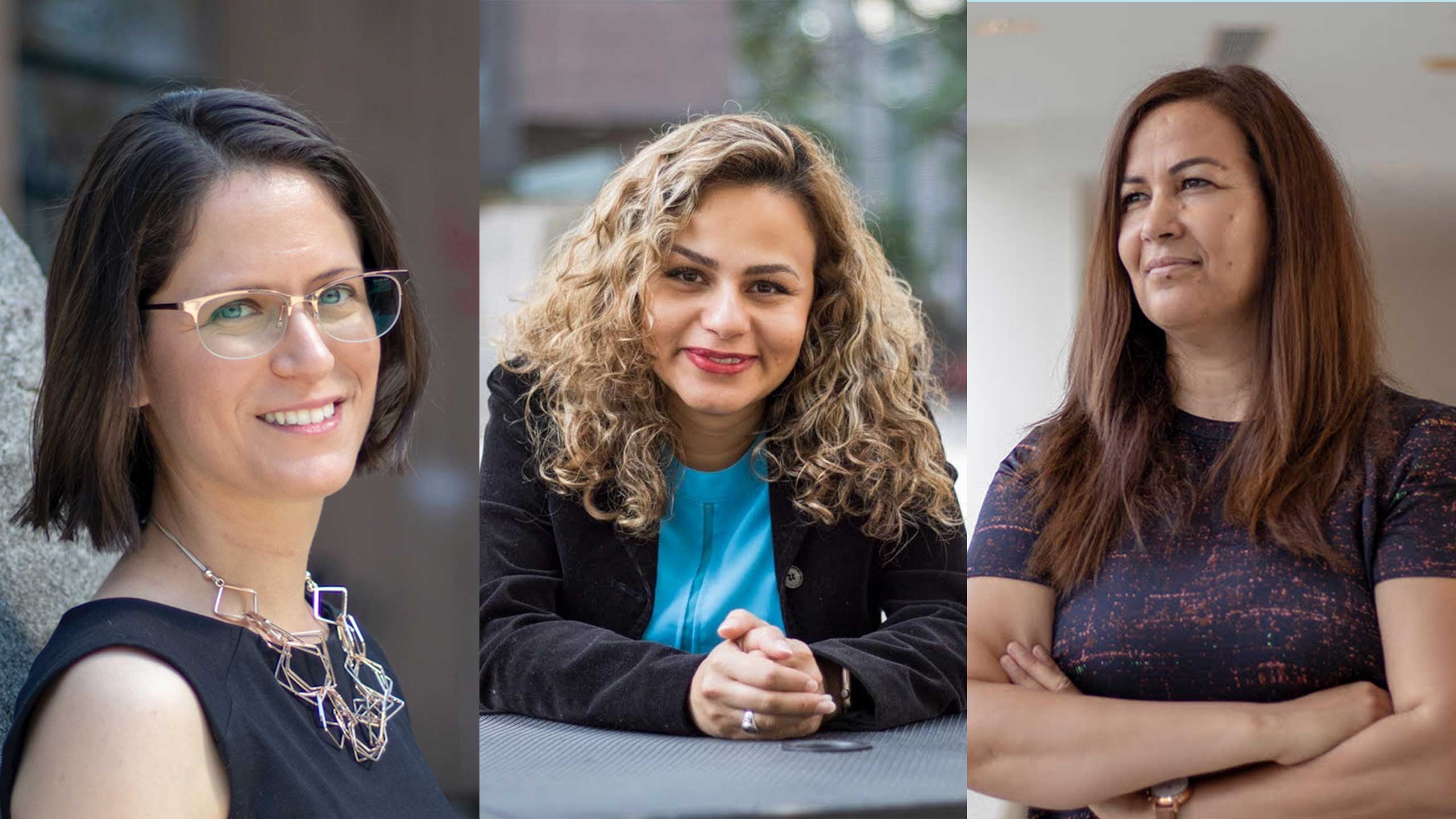 From left to right: Dafna Sussman (left), Hadis Zarrin (centre) and Habiba Bougherara (right).