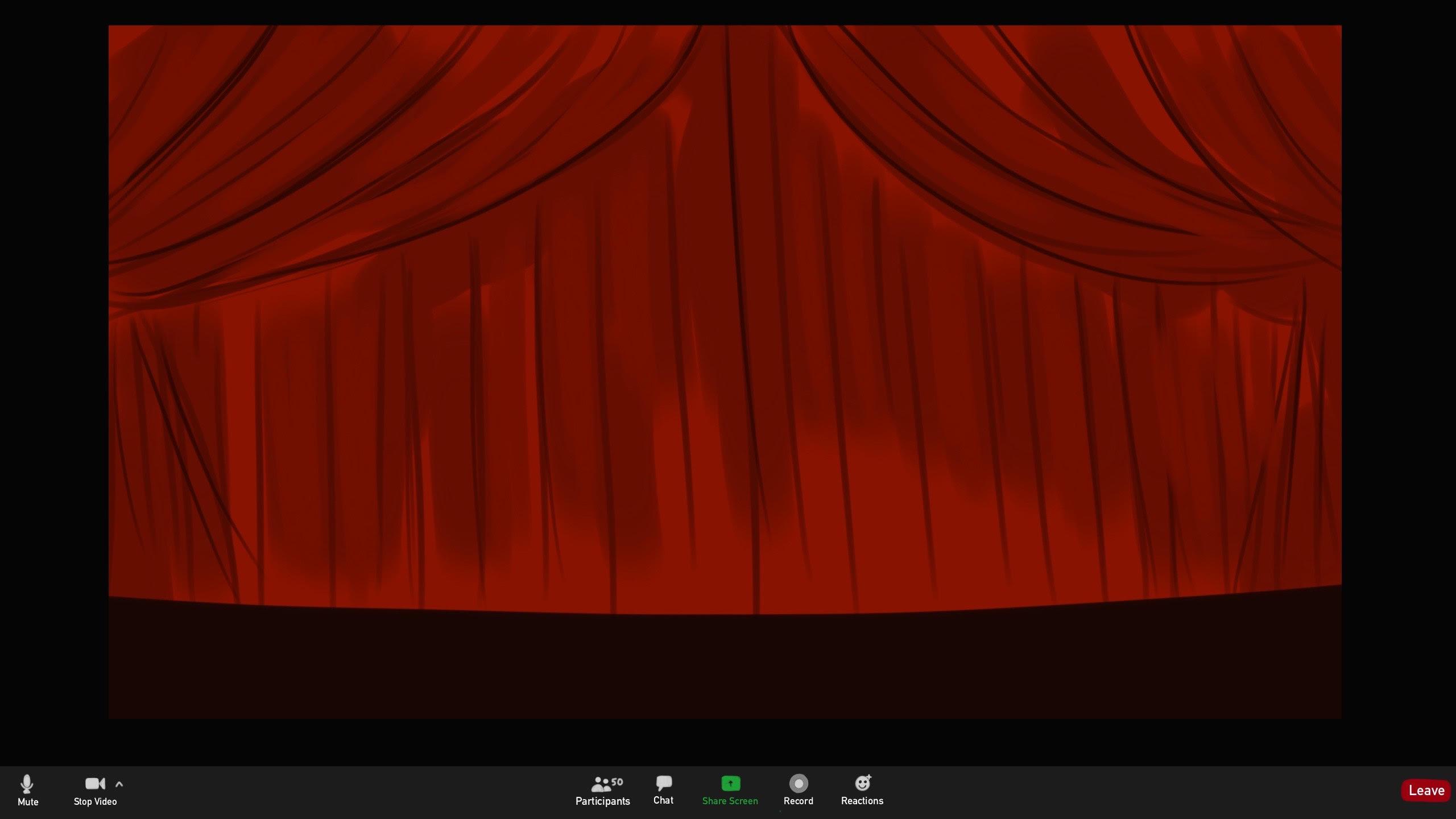 Zoom screen with theatre stage.