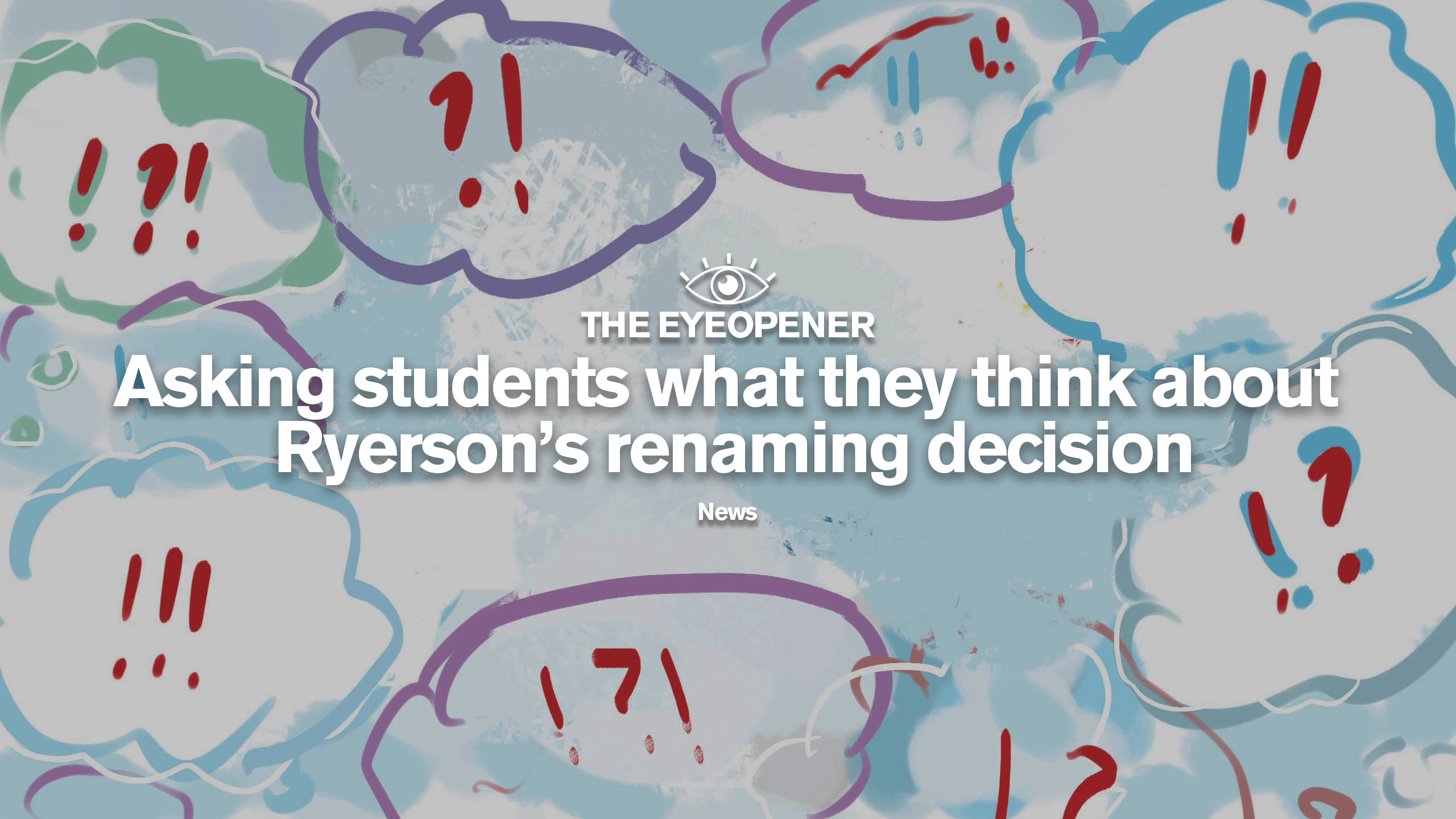 Illustrated clouds on a background of a blue sky, with question marks and exclamation points drawn on each one. The headline is centered in the middle of the image