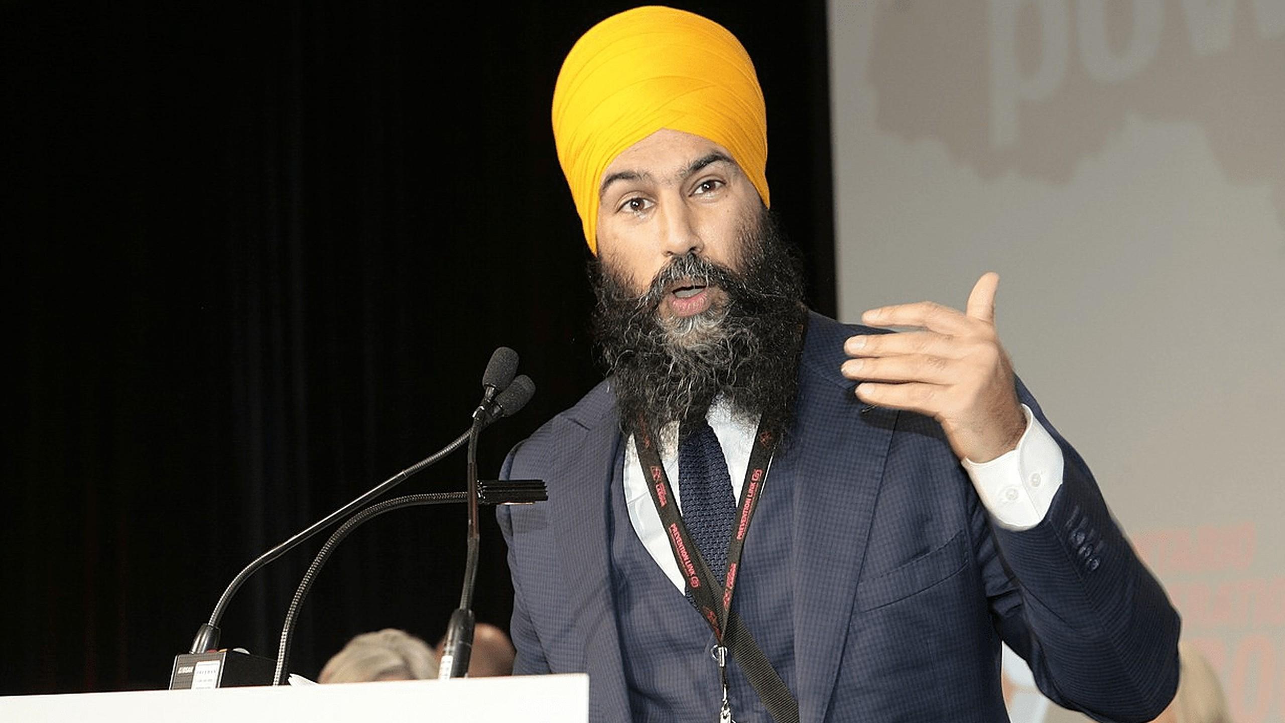 Jagmeet Singh giving a speech