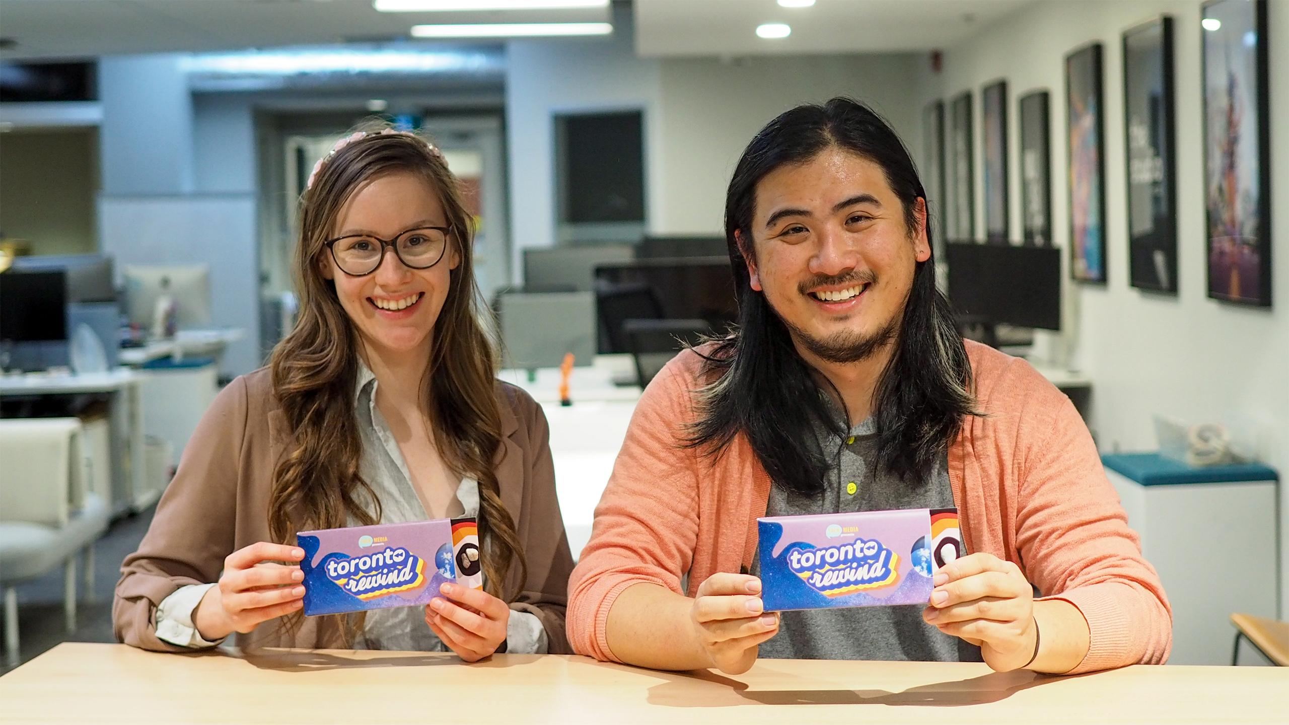 Adam Chen (right) and Aurora Zboch in the Creative Innovation Studio