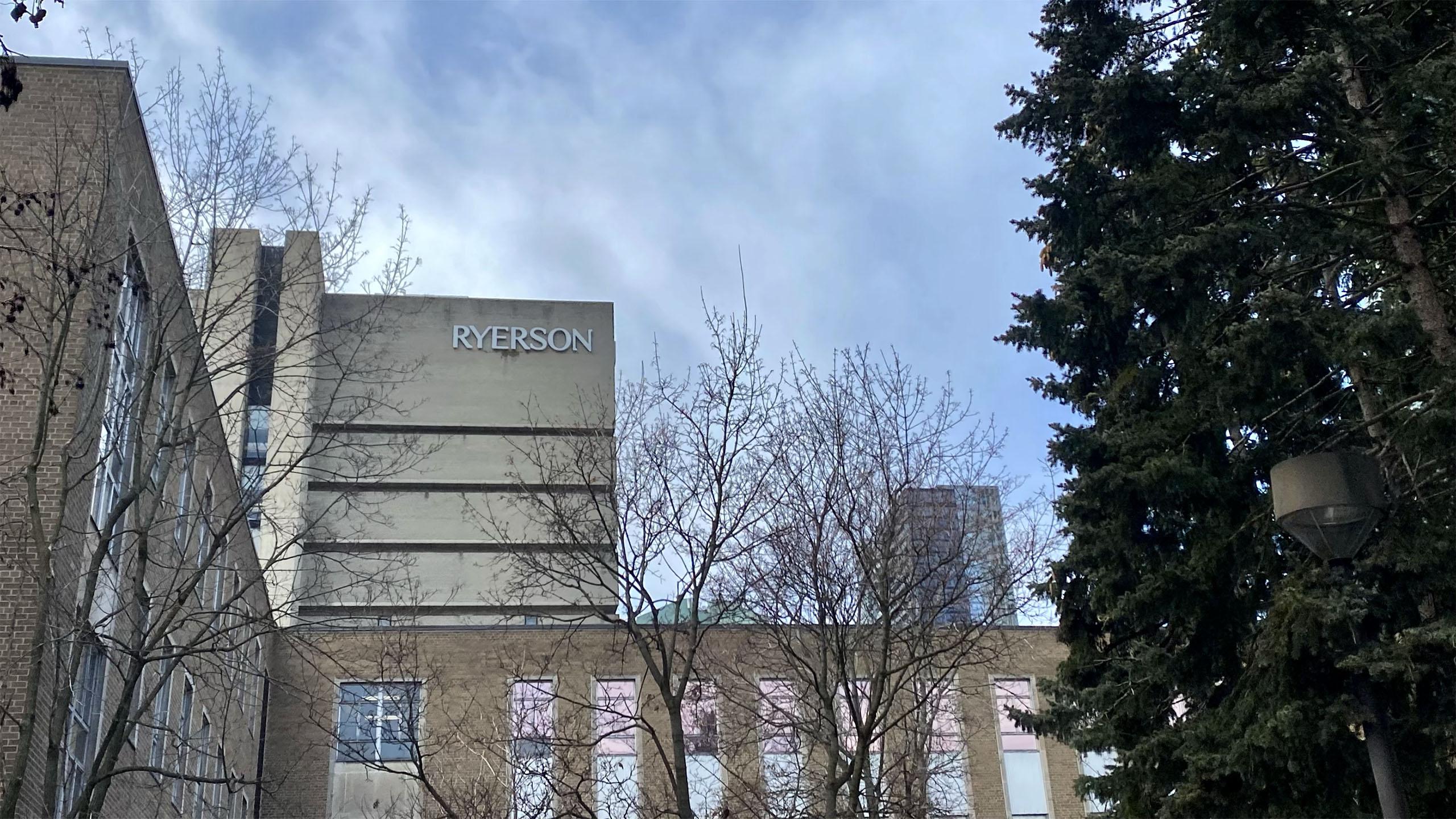 Buildings in the sky with the words Ryerson on the side