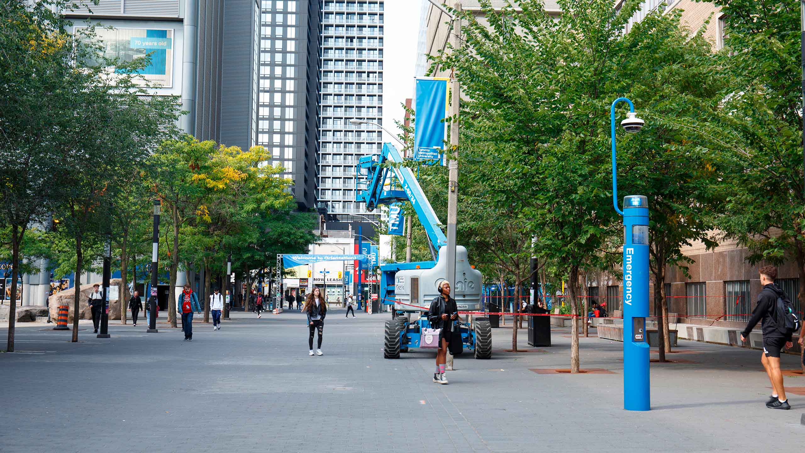 a head on view of campus to showcase the construction on campus