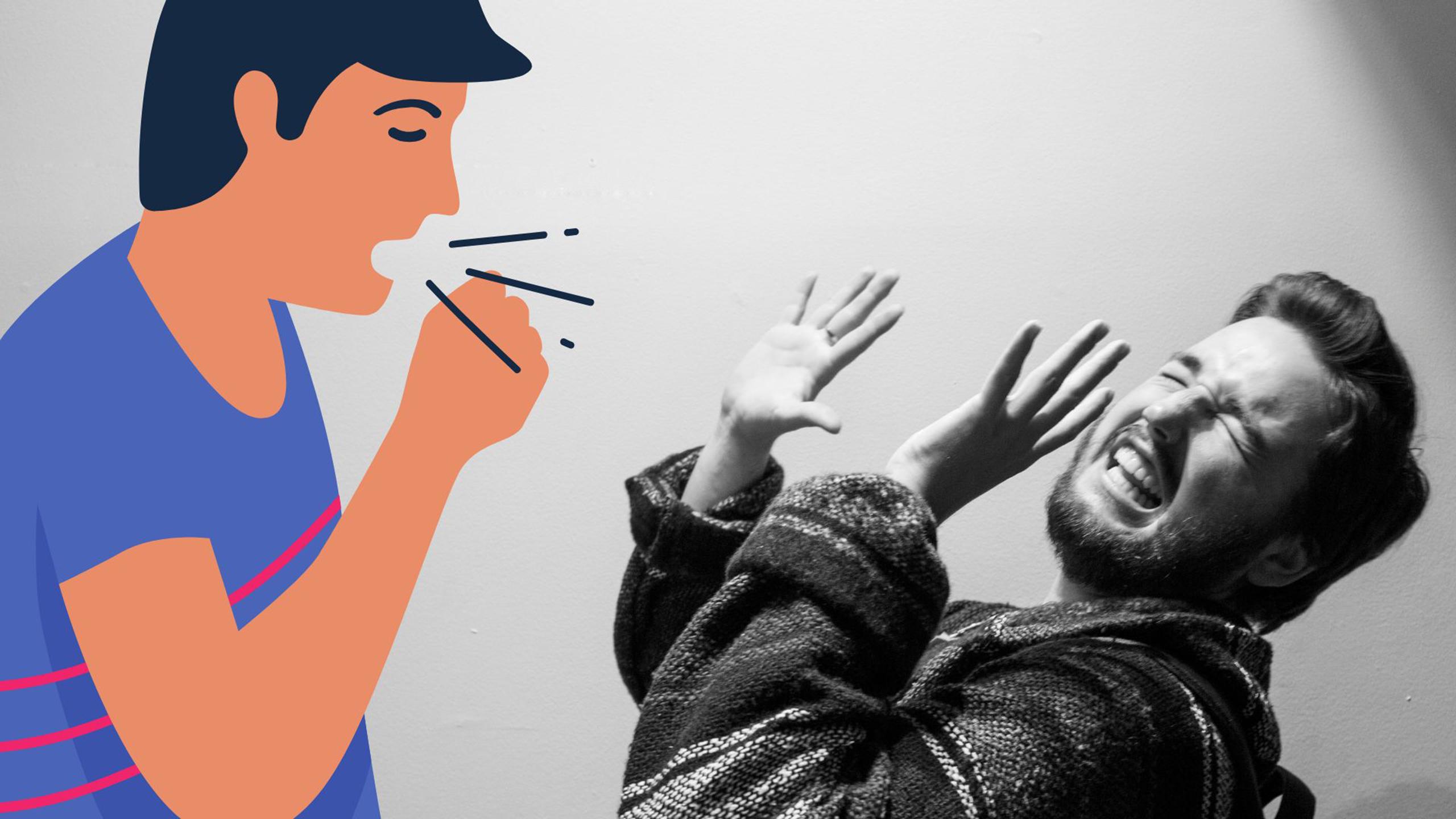 Illustration of student enjoying coughing on other students