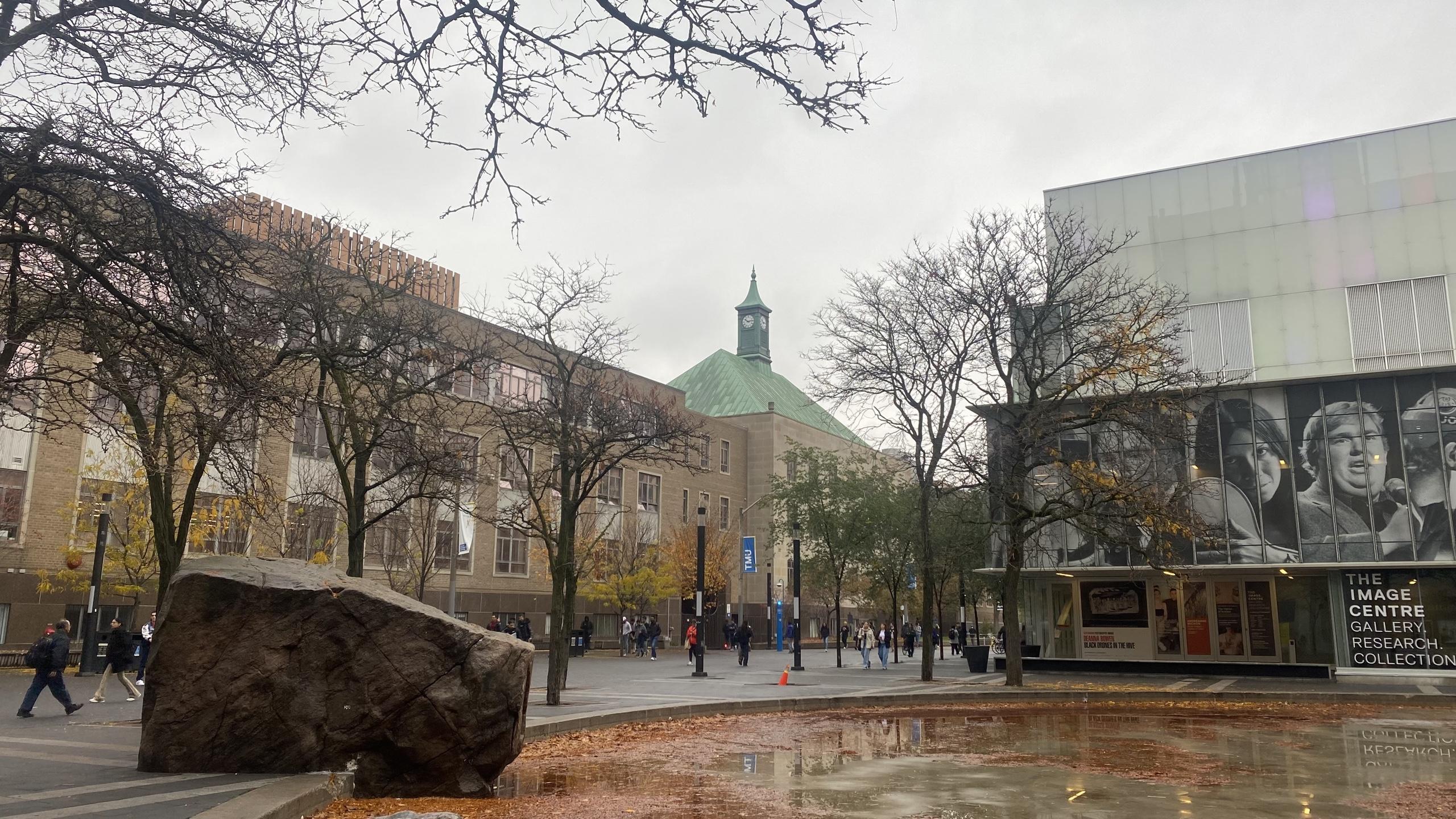 a photo of campus looking at kerr hall south on a rainy day