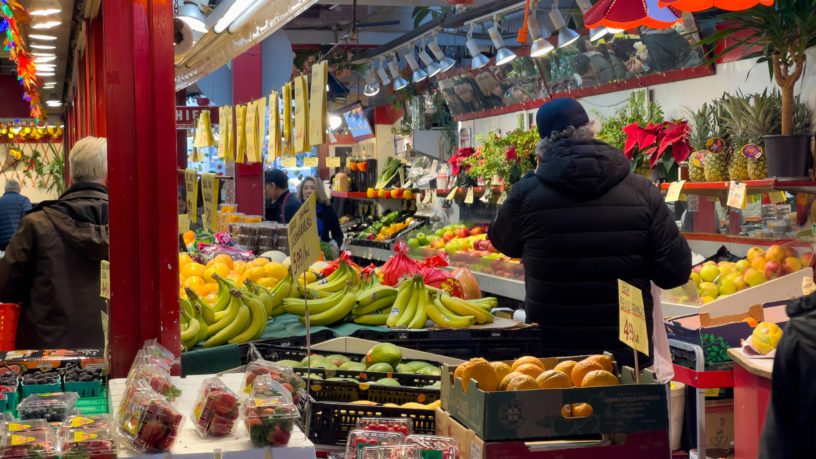 A cultural food market with produce on sale