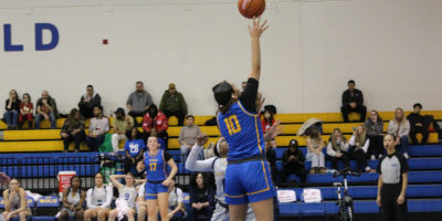 TMU Bold women's basketball player Jayme Foreman goes for a layup
