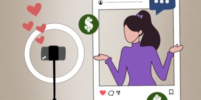 an illustration of an influencer filming themself