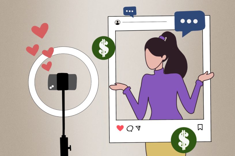 an illustration of an influencer filming themself