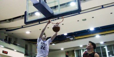 Aidan Wilson dunking the ball to send the Bold to the quarter-finals of the Wilson Cup