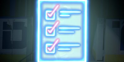 An illustration of a neon checklist.