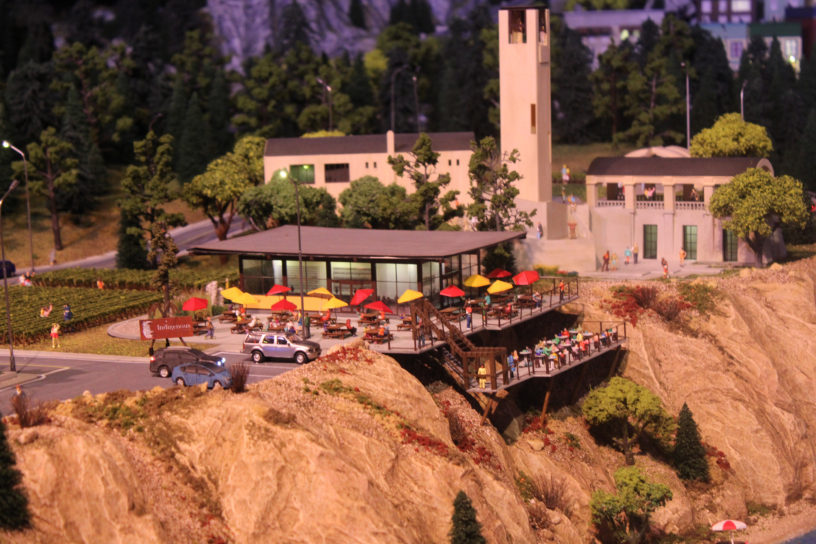 An image of a miniature recreation of a beach cliffside area.