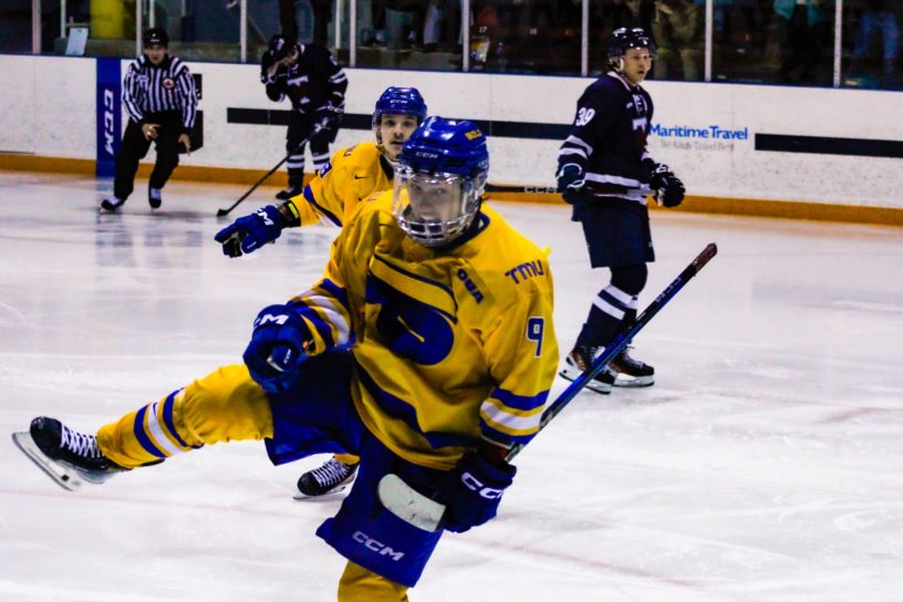 Daniil Grigorev celebrating his second goal of the night