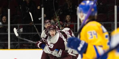 Connor Bowie looking at the Gee-Gee's celebrating the win