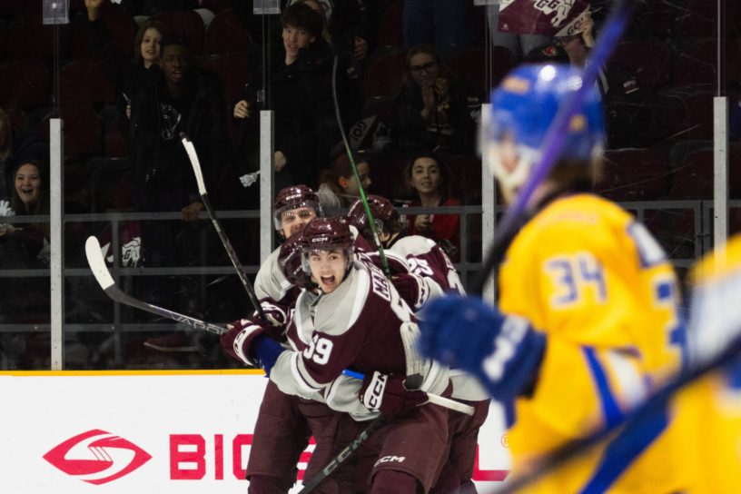 Connor Bowie looking at the Gee-Gee's celebrating the win