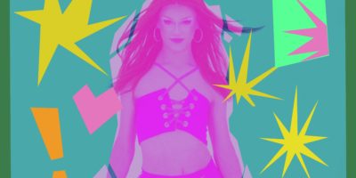 An illustrated image of an individual with colourful elements around the subject