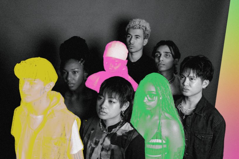 An image with colourful illustrations drawn fully over certain individuals with full colour