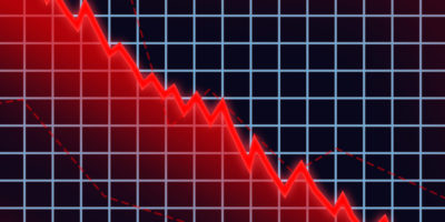 Illustration of a red line running from the top left of the image, to the bottom right of the image. Black and light blue grid in the background.